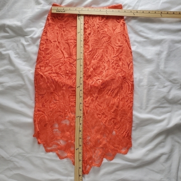 H&M High Low Lace Pencil Skirt - Coral Orange - Picture 5 of 5